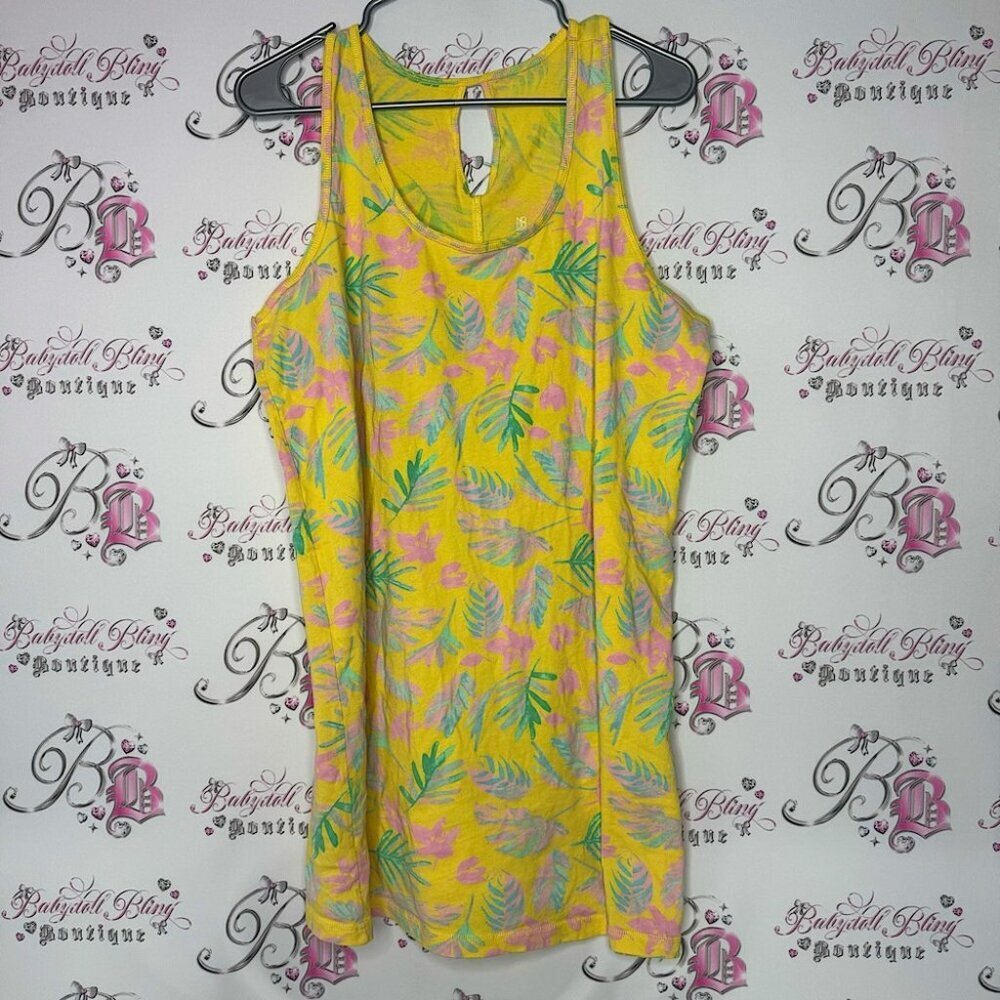 No boundaries dress floral tropical flowers yellow green pink bright beach 🏖️
